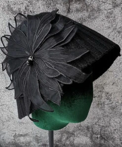 Handmade Black Floral Knit Bucket Hat LY524 -Ada Fashion Handmade Black Floral Knit Bucket Hat5