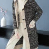Handmade Black Pockets Button Patchwork Knit Hoodie Coat Fall LY9185 -Ada Fashion Handmade Black Pockets Button Patchwork Knit Hoodie Coat Fall1