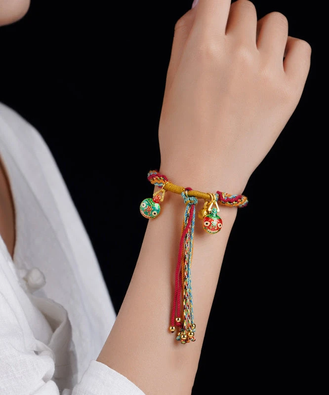 Handmade Blue Hand Woven Gold Swallowing Beast Tassel Charm Bracelet GH1024 6 Handmade Blue Hand Woven Gold Swallowing Beast Tassel Charm Bracelet GH1024 - Image 4