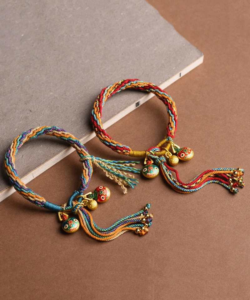 Handmade Blue Hand Woven Gold Swallowing Beast Tassel Charm Bracelet GH1024 7 Handmade Blue Hand Woven Gold Swallowing Beast Tassel Charm Bracelet GH1024 - Image 5