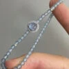 Handmade Blue Sterling Silver Zircon Gem Stone Chain Bracelet GH1060