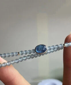 Handmade Blue Sterling Silver Zircon Gem Stone Chain Bracelet GH1060 -Ada Fashion Handmade Blue Sterling Silver Zircon Gem Stone Chain Bracelet4