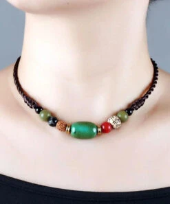 Handmade Brown Hand Knitting Turquoise Pipal Tree Seed Gratuated Bead Necklace ML0269 -Ada Fashion Handmade Brown Hand Knitting Turquoise Pipal Tree Seed Gratuated Bead Necklace Ada Fashion 161819938