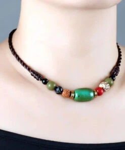Handmade Brown Hand Knitting Turquoise Pipal Tree Seed Gratuated Bead Necklace ML0269 -Ada Fashion Handmade Brown Hand Knitting Turquoise Pipal Tree Seed Gratuated Bead Necklace Ada Fashion 161820120