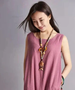 Handmade Brown Little Fish Beaded Pendant Necklace ML1312 -Ada Fashion Handmade Brown Little Fish Beaded Pendant Necklace Ada Fashion 165348011