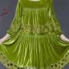 Handmade Grass Green Oversized Patchwork Silk Velvet Dresses Spring SD1103 -Ada Fashion Handmade Grass Green Oversized Patchwork Silk Velvet Dresses Spring1