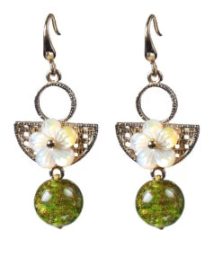 Handmade Green Copper Glaze Shell Flower Floral Drop Earrings LY2297 -Ada Fashion Handmade Green Copper Glaze Shell Flower Floral Drop Earrings5