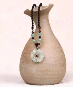 Handmade Green Crystal Jade Floral Pendant Necklace ML0290 -Ada Fashion Handmade Green Crystal Jade Floral Pendant Necklace Ada Fashion 161808316