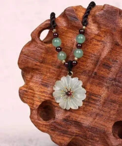 Handmade Green Crystal Jade Floral Pendant Necklace ML0290 -Ada Fashion Handmade Green Crystal Jade Floral Pendant Necklace Ada Fashion 161808454