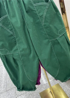 Handmade Green Pockets Patchwork Cotton Harem Pants Summer LY0606 -Ada Fashion Handmade Green Pockets Patchwork Cotton Harem Pants Summer4