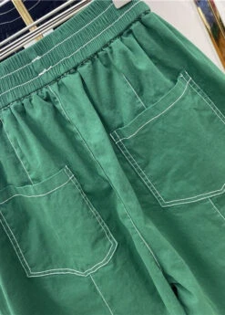 Handmade Green Pockets Patchwork Cotton Harem Pants Summer LY0606 -Ada Fashion Handmade Green Pockets Patchwork Cotton Harem Pants Summer5
