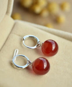 Handmade Green Sterling Silver Agate Drop Earrings TW1041 -Ada Fashion Handmade Green Sterling Silver Agate Drop Earrings2