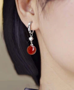 Handmade Green Sterling Silver Agate Drop Earrings TW1041 -Ada Fashion Handmade Green Sterling Silver Agate Drop Earrings4