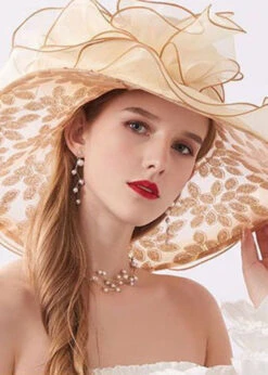 Handmade Khaki Zircon Chiffon Patchwork Floral Tulle Floppy Sun Hat LC0466 9 Handmade Khaki Zircon Chiffon Patchwork Floral Tulle Floppy Sun Hat LC0466 -Ada Fashion Handmade Khaki Zircon Chiffon Patchwork Floral Tulle Floppy Sun Hat3