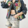 Navy Sequins Denim Ripped Coats -Ada Fashion Handmade Navy Sequins Denim Ripped Coats Fall Ada Fashion 176256757