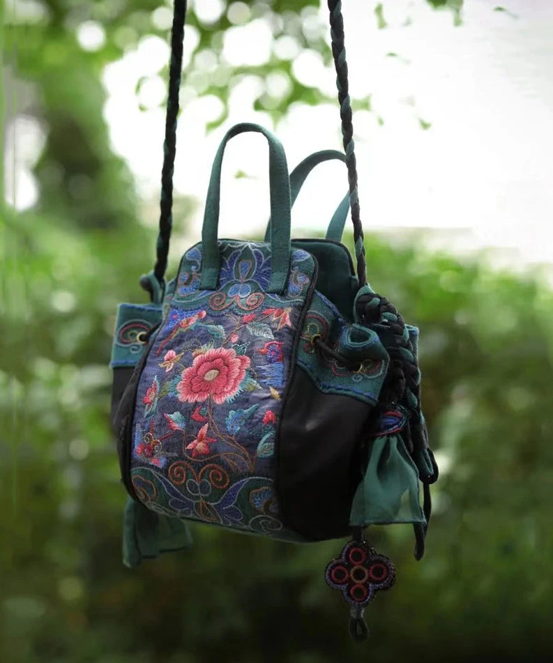 Handmade Original Embroidered Cotton Tote Handbag HJ1038 3 Handmade Original Embroidered Cotton Tote Handbag HJ1038 - Image 2