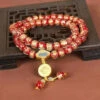 Handmade Red Coloured Glaze Buddha Beads Charm Bracelet ML0677