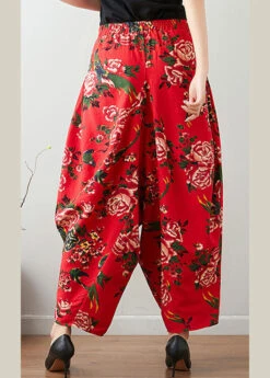 Handmade Red Print Cozy Waist Wide Pants LY7546 -Ada Fashion Handmade Red Print Cozy Waist Wide Pants4 c614a95e de05 474d 85e2 0690451deb9b