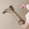 Handmade Tulle Knee Boots Splicing Hollow Out Suede Boots LY4369