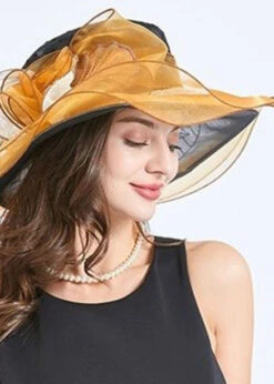 Handmade Yellow Floral Decorated Ruffles Tulle Floppy Sun Hat LC0469 -Ada Fashion Handmade Yellow Floral Decorated Ruffles Tulle Floppy Sun Hat3