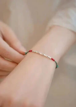 Handwoven Bamboo Joint Silver Good Luck Bracelet ML1340 -Ada Fashion Handwoven Bamboo Joint Silver Good Luck Bracelet Ada Fashion 165334342