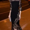 Embroidered Tulle Fishtail Skirt Dress Half Sleeve -Ada Fashion Italian Black Embroidered Tulle Patchwork Fishtail Skirt Dress Half Sleeve Ada Fashion 178508930