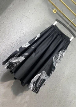Italian Black Wrinkled Print Patchwork Cotton Skirts Fall ML0736 9 Italian Black Wrinkled Print Patchwork Cotton Skirts Fall ML0736 -Ada Fashion Italian Black Wrinkled Print Patchwork Cotton Skirts Fall Ada Fashion 163888414