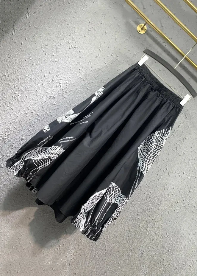 Italian Black Wrinkled Print Patchwork Cotton Skirts Fall ML0736 5 Italian Black Wrinkled Print Patchwork Cotton Skirts Fall ML0736 - Image 3