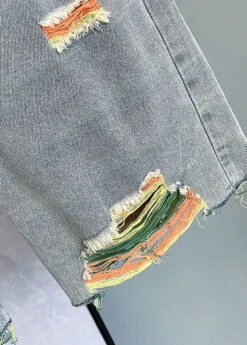 Italian Blue Pockets Sashes Hole Half Jeans Summer TY1057 -Ada Fashion Italian Blue Pockets Sashes Hole Half Jeans Summer5