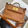 Italian Brown Calf Leather Durable Tote Handbag HJ1055 -Ada Fashion Italian Brown Calf Leather Durable Tote Handbag1