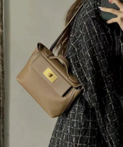 Italian Brown Calf Leather Durable Tote Handbag HJ1055 -Ada Fashion Italian Brown Calf Leather Durable Tote Handbag2