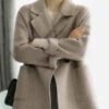 Italian Coffee Peter Pan Collar Pockets Woolen Coat Fall LY9899