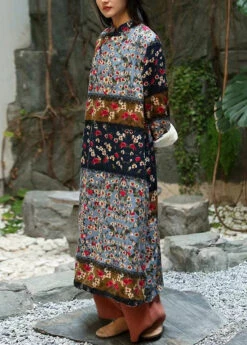 Italian Colorblock Print Patchwork Warm Fleece Dresses Long Dresses Winter ML2356 -Ada Fashion Italian Colorblock Print Patchwork Warm Fleece Dresses Long Dresses Winter4