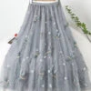 Italian Grey Embroidered High Waist Tulle Skirts Spring QQ1035 -Ada Fashion Italian Grey Embroidered High Waist Tulle Skirts Spring1