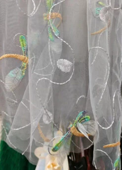 Italian Grey Embroidered High Waist Tulle Skirts Spring QQ1035 -Ada Fashion Italian Grey Embroidered High Waist Tulle Skirts Spring3