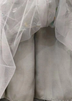 Italian Grey Embroidered High Waist Tulle Skirts Spring QQ1035 -Ada Fashion Italian Grey Embroidered High Waist Tulle Skirts Spring5
