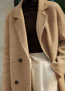 Italian Khaki Peter Pan Collar Pockets Patchwork Woolen Coat Winter ML1148 -Ada Fashion Italian Khaki Peter Pan Collar Pockets Patchwork Woolen Coat Winter Ada Fashion 165078856