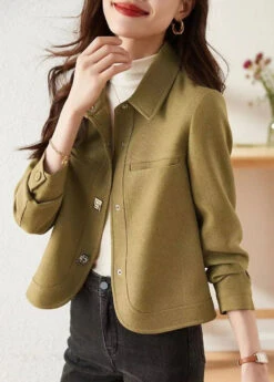 Italian Light Green Peter Pan Collar Button Patchwork Cotton Jackets Fall LY8336 -Ada Fashion Italian Light Green Peter Pan Collar Button Patchwork Cotton Jackets Fall Ada Fashion 149269210