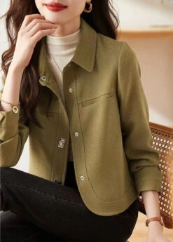 Italian Light Green Peter Pan Collar Button Patchwork Cotton Jackets Fall LY8336 -Ada Fashion Italian Light Green Peter Pan Collar Button Patchwork Cotton Jackets Fall Ada Fashion 149269391
