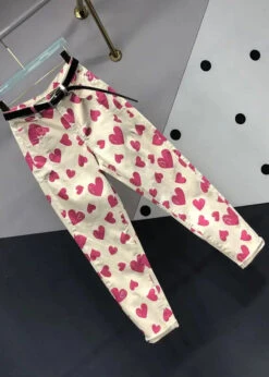 Italian Rose Heart Print Pockets Patchwork Denim Pants Fall ML0789 -Ada Fashion Italian Rose Heart Print Pockets Patchwork Denim Pants Fall Ada Fashion 163911741