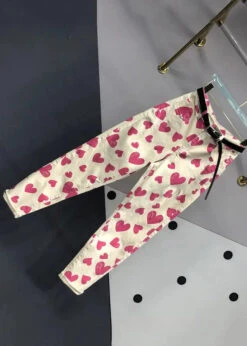 Italian Rose Heart Print Pockets Patchwork Denim Pants Fall ML0789 -Ada Fashion Italian Rose Heart Print Pockets Patchwork Denim Pants Fall Ada Fashion 163911814