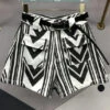 Italian Striped Sashes Pockets Denim Shorts Summer ML0757 -Ada Fashion Italian Striped Sashes Pockets Denim Shorts Summer Ada Fashion 163927478