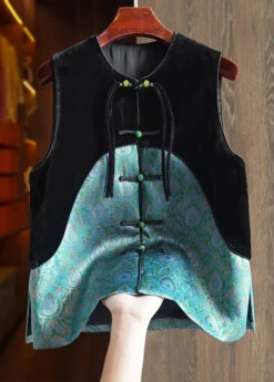 Button Silk Velour Waistcoat Sleeveless