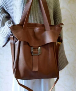 Leisure Brown Calf Leather Large Capacity Satchel Bag Handbag HJ1022 -Ada Fashion Leisure Brown Calf Leather Large Capacity Satchel Bag Handbag4