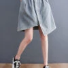 Light Blue Denim Skirts Asymmetrical Design Elastic Waist Summer LY2368 -Ada Fashion Light Blue Denim Skirts Asymmetrical Design Elastic Waist Summer1