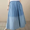 Light Blue Pockets Patchwork Denim Skirts Wrinkled Summer LY4981 -Ada Fashion Light Blue Pockets Patchwork Denim Skirts Wrinkled Summer1
