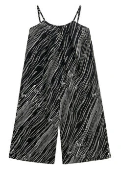 Loose Black Striped Patchwork Silk Cotton Wide Leg Jumpsuits Sleeveless LY9342 -Ada Fashion Loose Black Striped Patchwork Silk Cotton Wide Leg Jumpsuits Sleeveless5