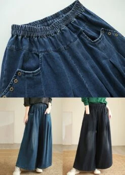 Loose Blue Pockets Elastic Waist Patchwork Denim Pants Fall ML2096 11 Loose Blue Pockets Elastic Waist Patchwork Denim Pants Fall ML2096 -Ada Fashion Loose Blue Pockets Elastic Waist Patchwork Denim Pants Fall5