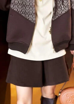 Loose Coffee Pockets High Waist Patchwork Cotton Shorts Fall LY8590 -Ada Fashion Loose Coffee Pockets High Waist Patchwork Cotton Shorts Fall Ada Fashion 150953392