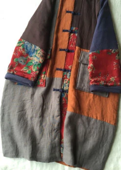 Loose Colorblock Chinese Button Pockets Patchwork Cotton Thin Coat Fall ML0080 -Ada Fashion Loose Colorblock Chinese Button Pockets Patchwork Cotton Thin Coat Fall4 e9e24983 321c 4dc4 9bc6 d2060a090813